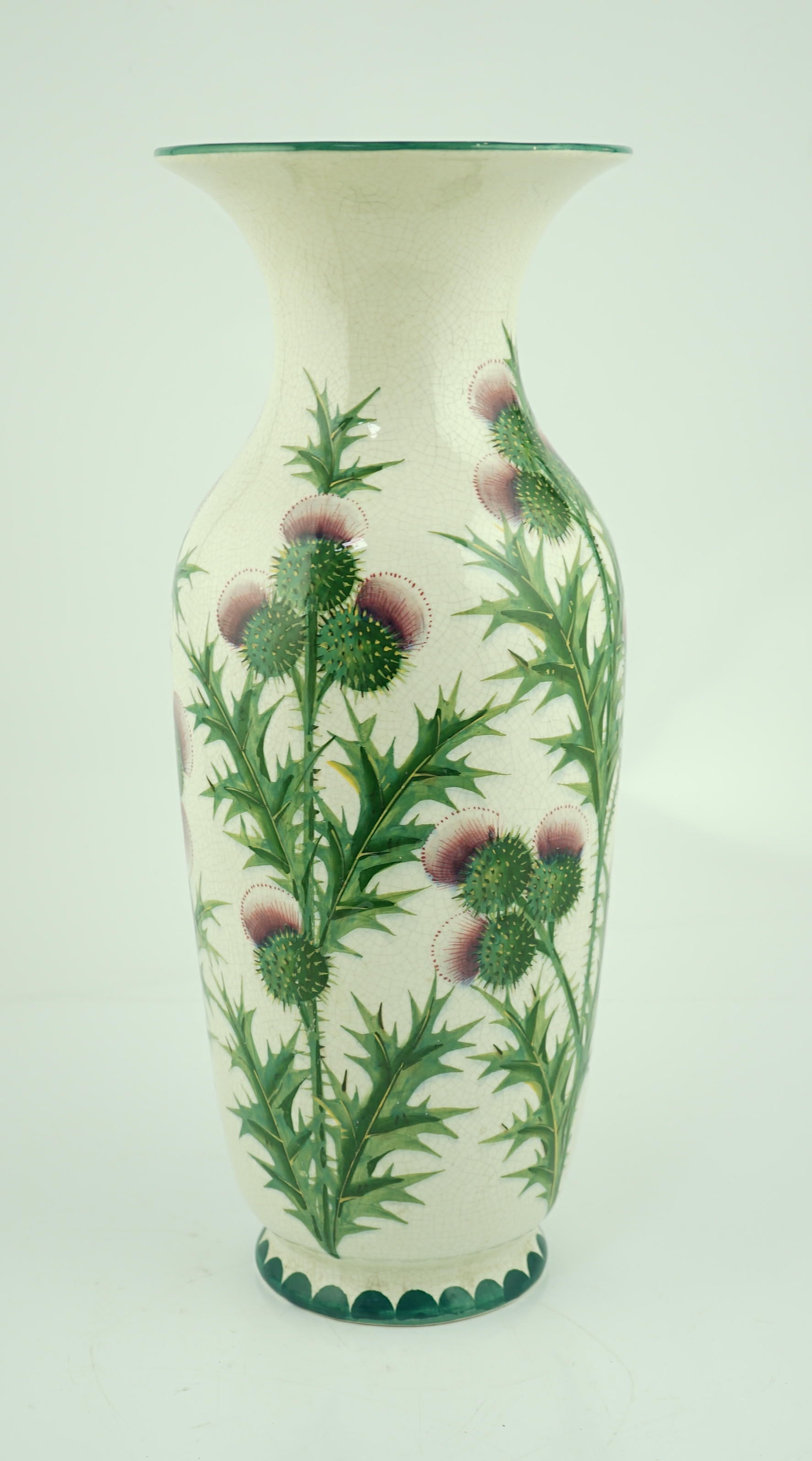 A large Wemyss ‘thistle’ pattern Elgin vase, early 20th century, probably painted by James Sharp, fine rim crack